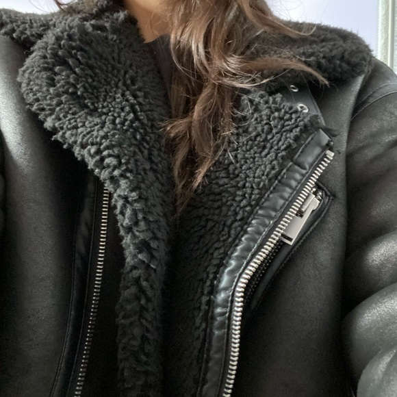 Zara Black Leather Biker Jacket - Picture 5 of 6